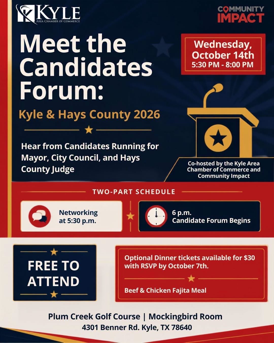 Meet the Candidates Forum Kyle and Hays County 2026 event flyer