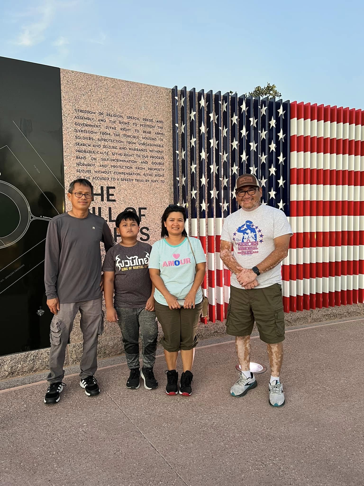Robert Rizo with a family at Heroes Memorial Park